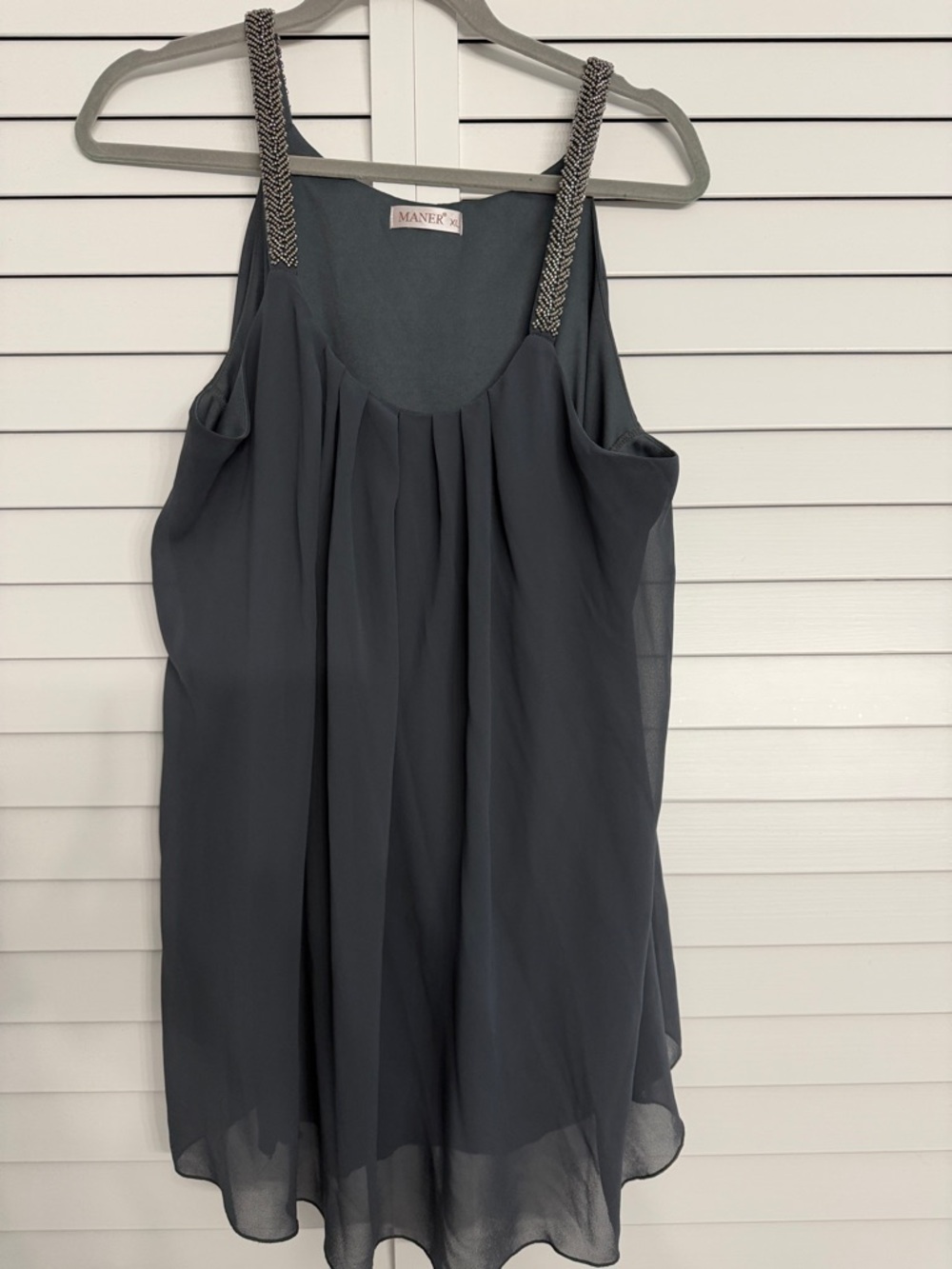 Mane  Dark Gray Chiffon Camisole with Braided Straps Womens XL